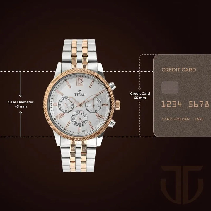 Titan Metropolitan Luxe nu1734km02 Multifunction White Dial Men&