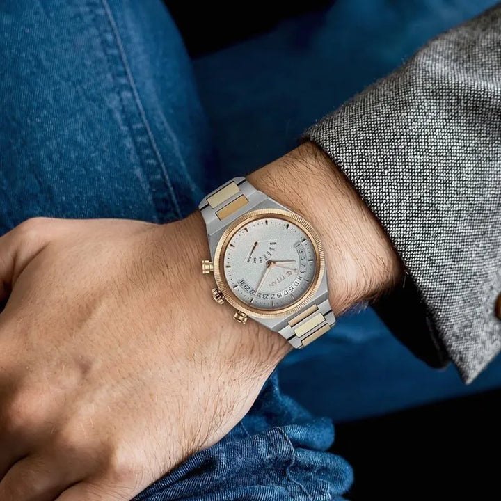 Titan Micromotors nu90180km01 Silver Dial Men&