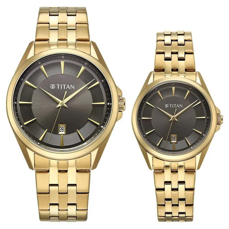 Titan Modern Bandhan 9401594215ym01 Black Dial Couple Watch