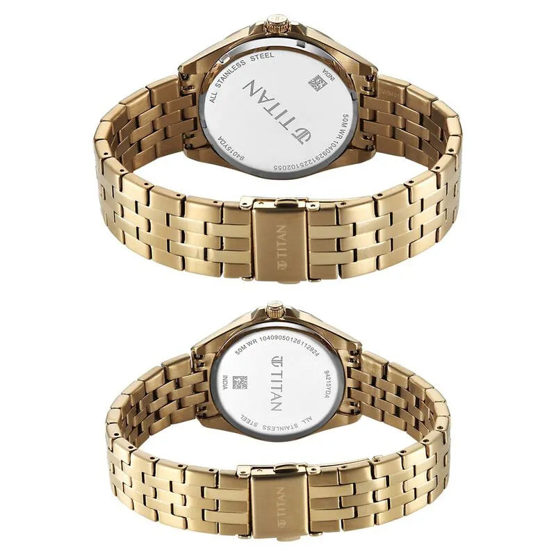 Titan Modern Bandhan 9401594215ym01 Black Dial Couple Watch