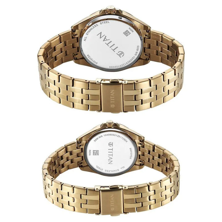 Titan Modern Bandhan 9401594215ym01 Black Dial Couple Watch