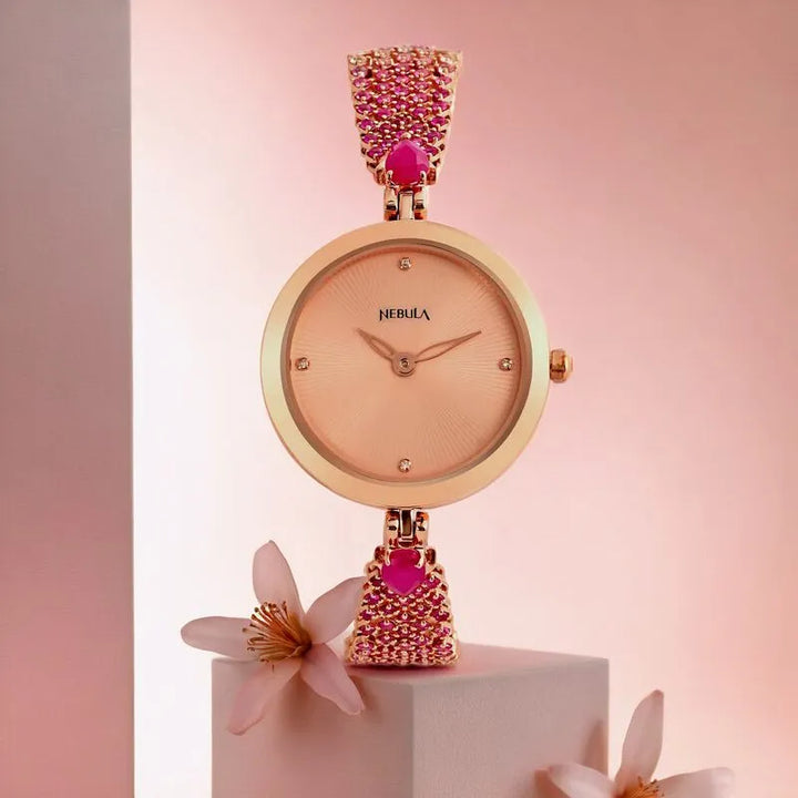 Titan Nebula Ashvi nu5578dm05 Pink Gold Dial Women&