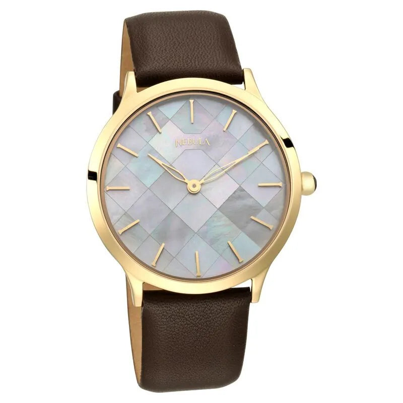Titan Nebula Deccan Treasures 18k Gold Analog Leather Strap Men&