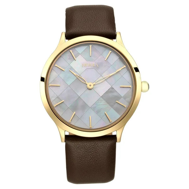 Titan Nebula Deccan Treasures 18k Gold Analog Leather Strap Men&
