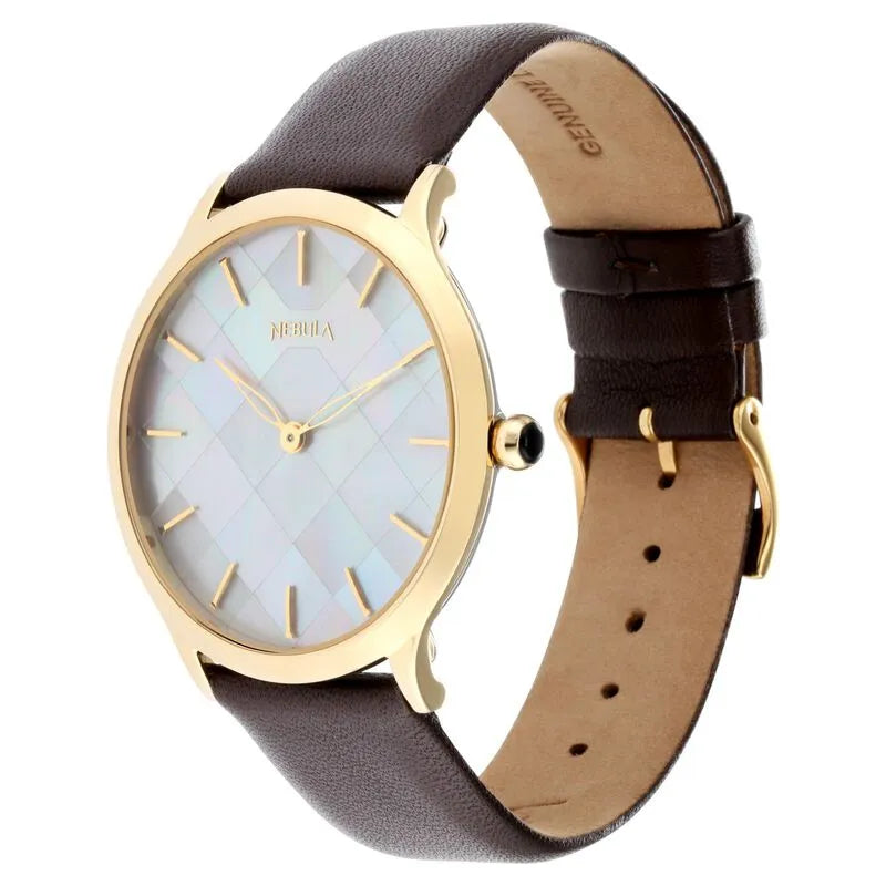 Titan Nebula Deccan Treasures 18k Gold Analog Leather Strap Men&
