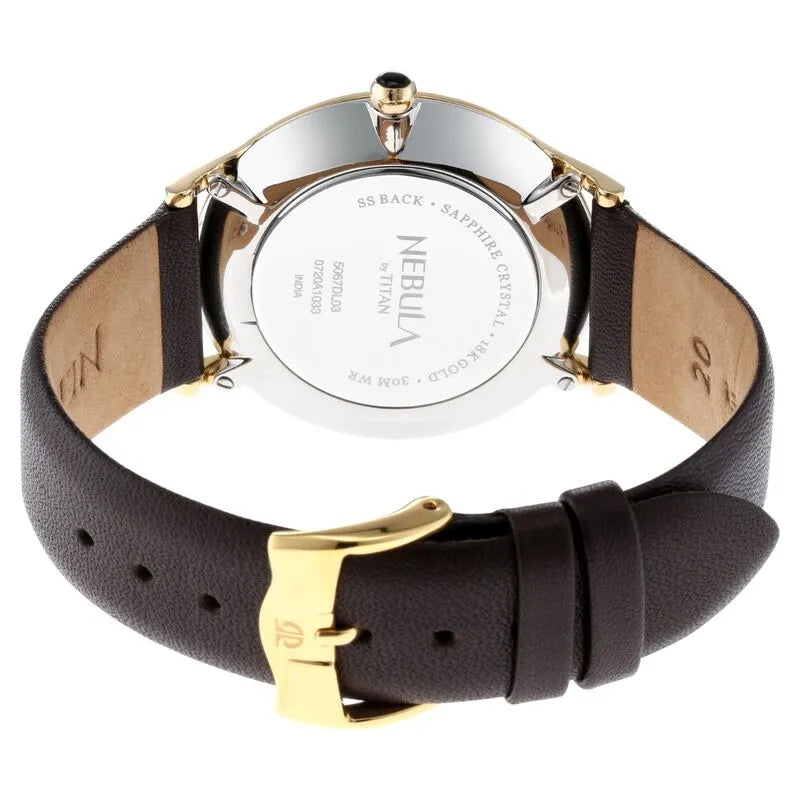 Titan Nebula Deccan Treasures 18k Gold Analog Leather Strap Men&