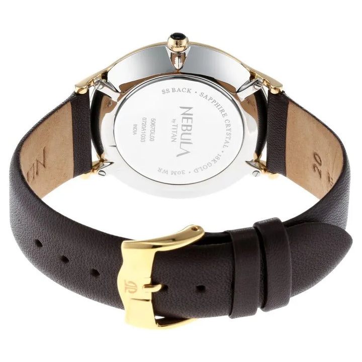 Titan Nebula Deccan Treasures 18k Gold Analog Leather Strap Men&