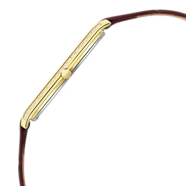 Titan Nebula Ultraslim 18k Gold Diamond Bezel Leather Strap Men&