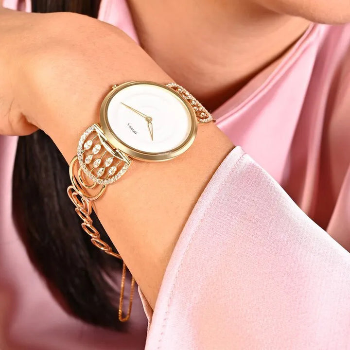 Titan Nebula Varsha nu5600dm01 White Dial Women&