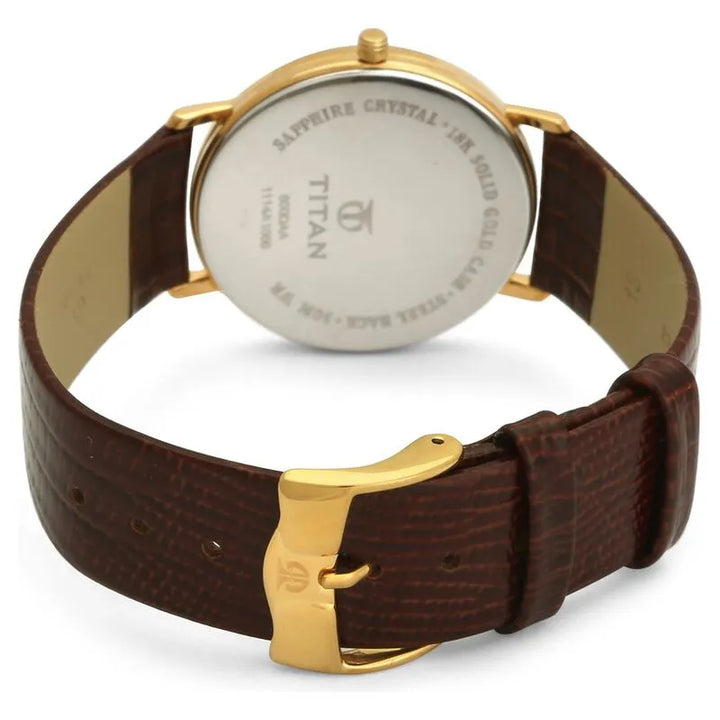 Titan Nebula Vintage 18k Gold Analog Leather Strap Men&