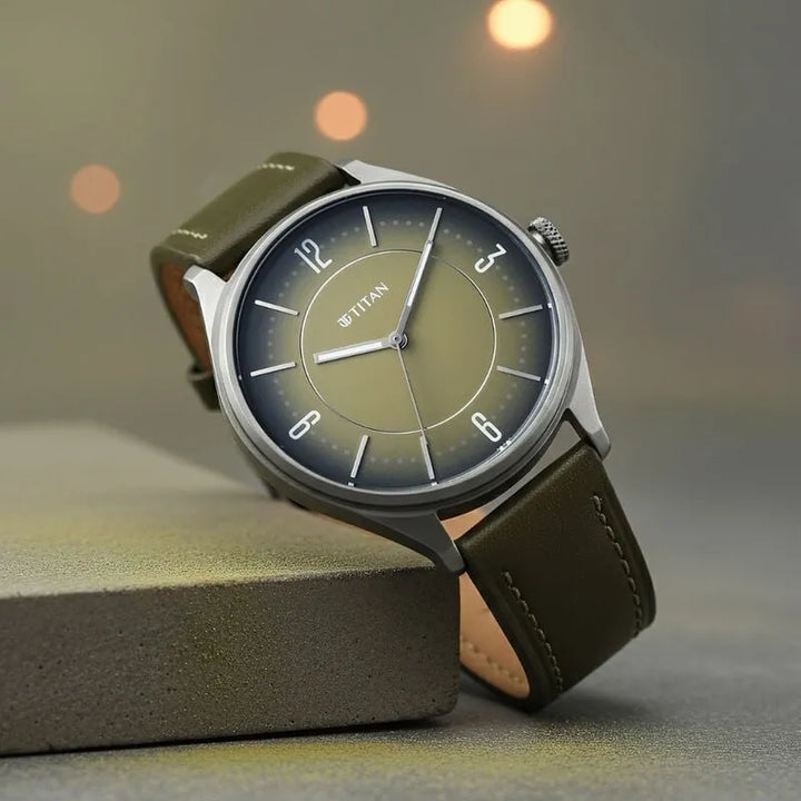 Titan Neo Basics 1802ql05 Green Dial Men&