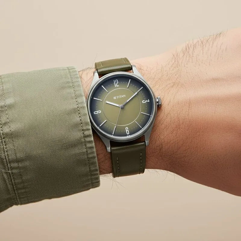Titan Neo Basics 1802ql05 Green Dial Men&
