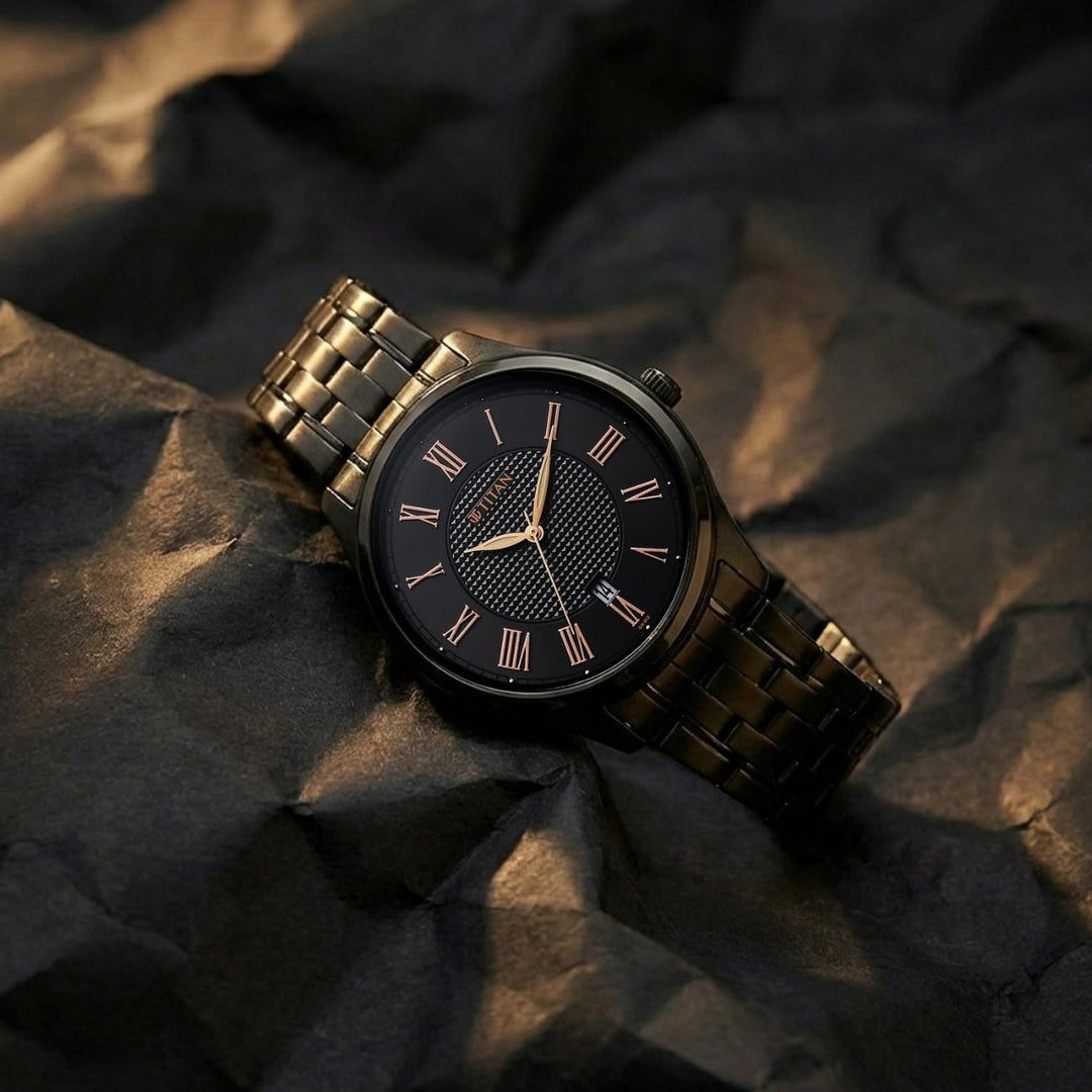 Titan 10063NM01 Black Dial Men&