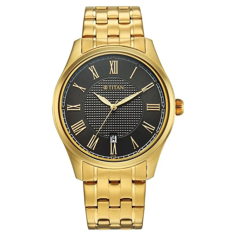 Titan Neo Roman Green Dial Carnation Gold Stainless Steel Men&