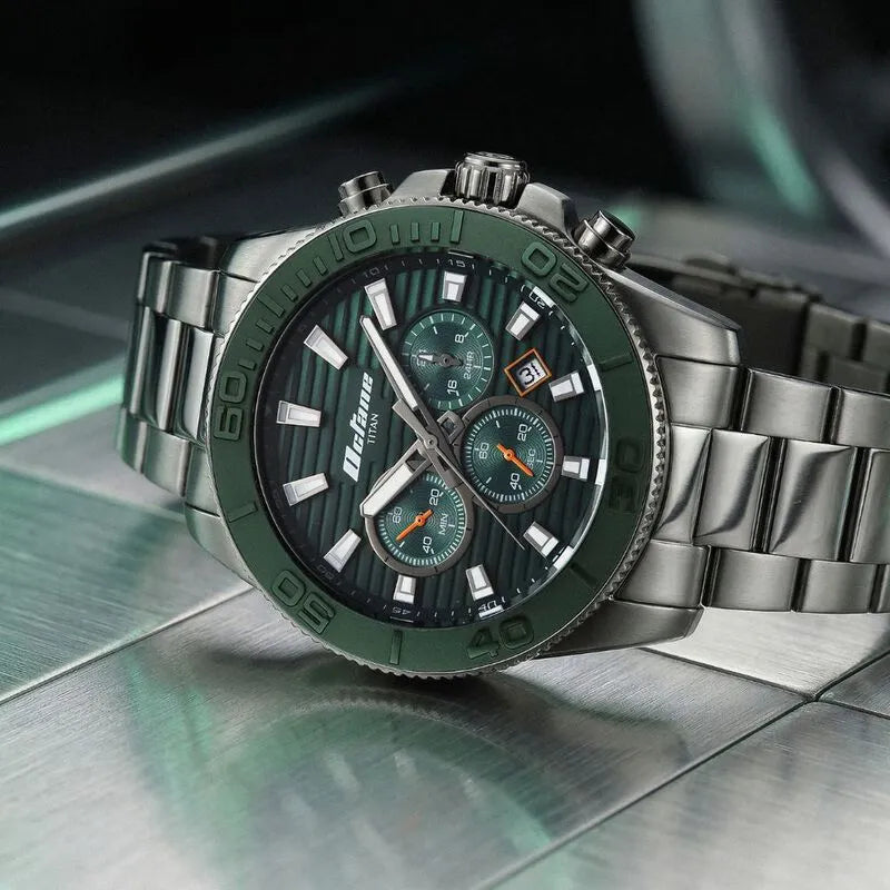 Titan Octane Accendo Chronograph Green Dial Men&