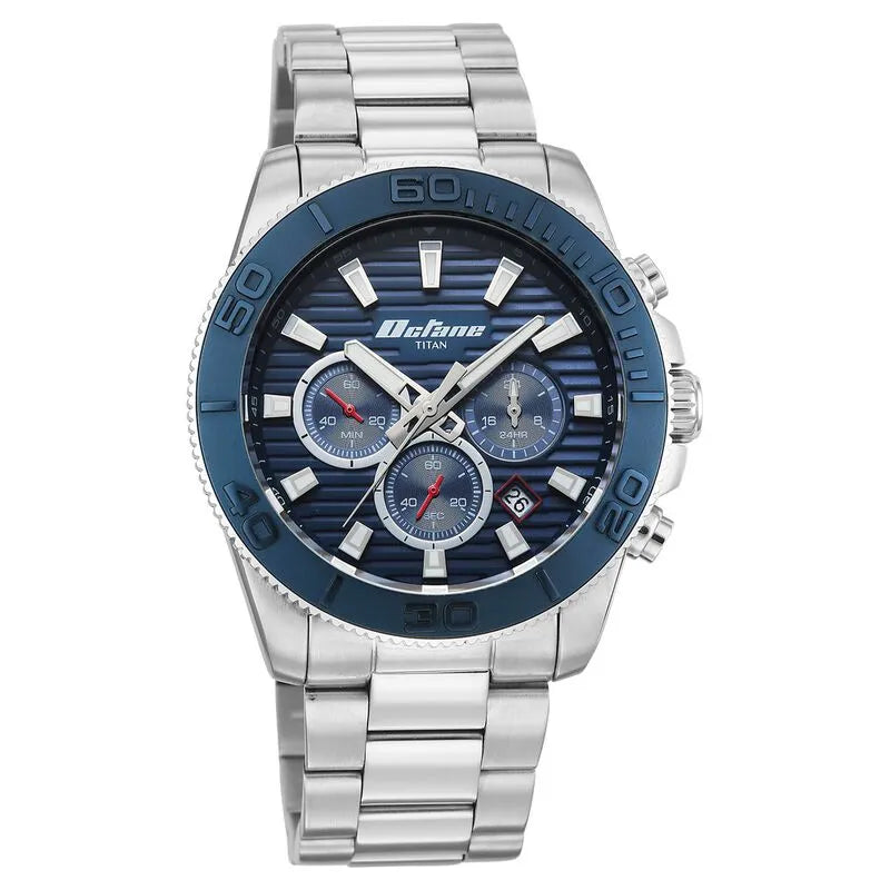 Titan Octane Gridline Accendo Chronograph Blue Dial Men&