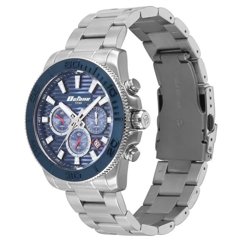 Titan Octane Gridline Accendo Chronograph Blue Dial Men&