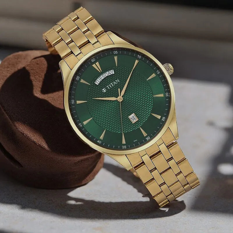 Titan Opulent III NU90127YM03 Green Dial Men&