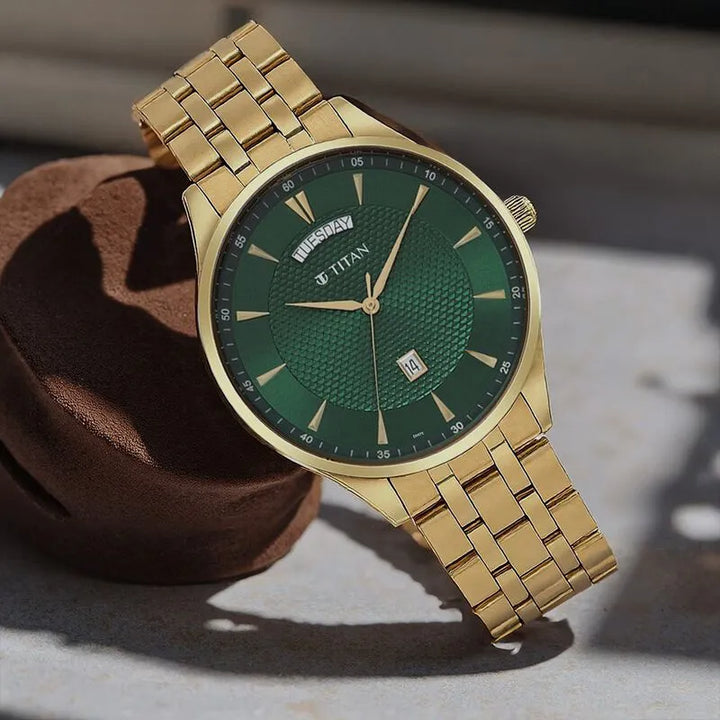 Titan Opulent III NU90127YM03 Green Dial Men&