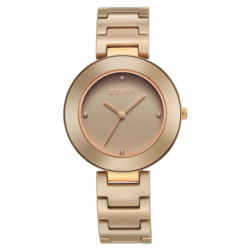 Titan Purple Ceramics Analog Pink Dial Women&