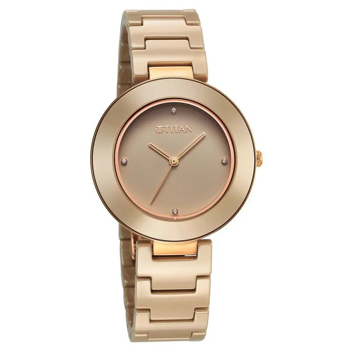Titan Purple Ceramics Analog Pink Dial Women&
