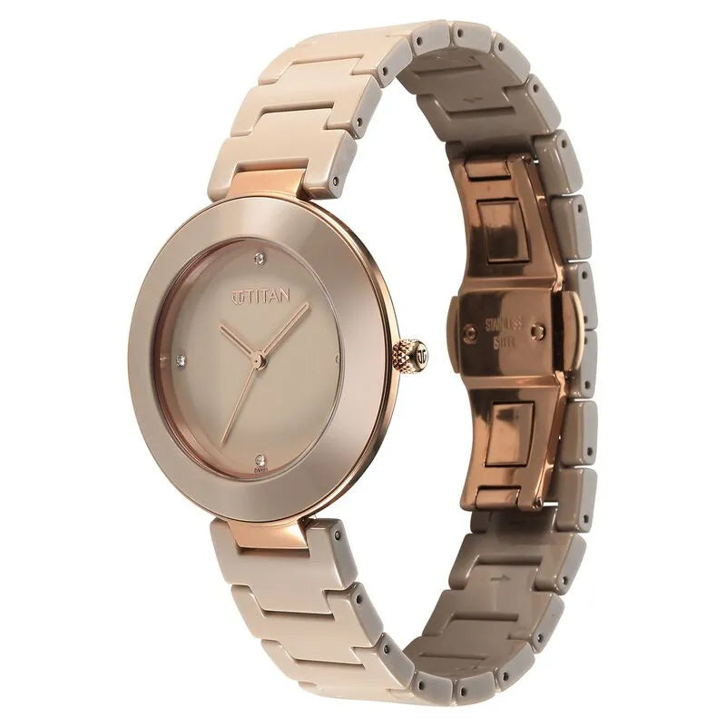 Titan Purple Ceramics Analog Pink Dial Women&