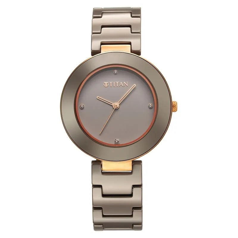 Titan Purple Ceramics Brown Dial Women&