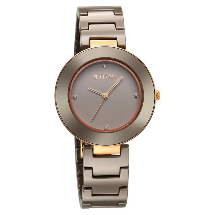 Titan Purple Ceramics Brown Dial Women&