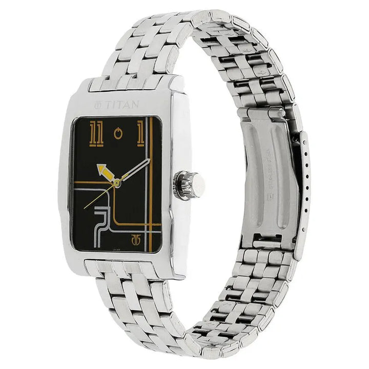 Titan Purple Quartz Analog Black Dial Men&
