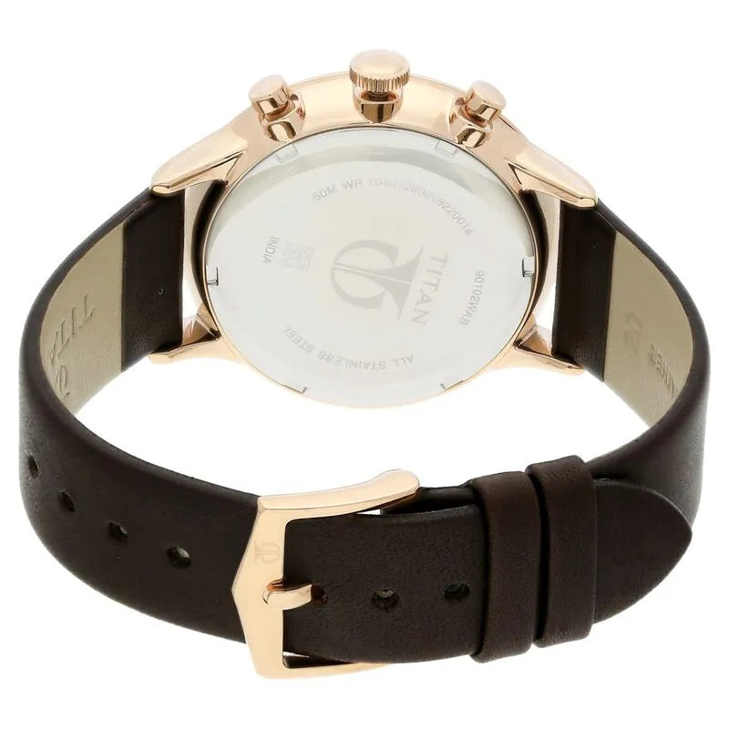 Titan Quartz Multifunction White Dial Leather Strap Men&