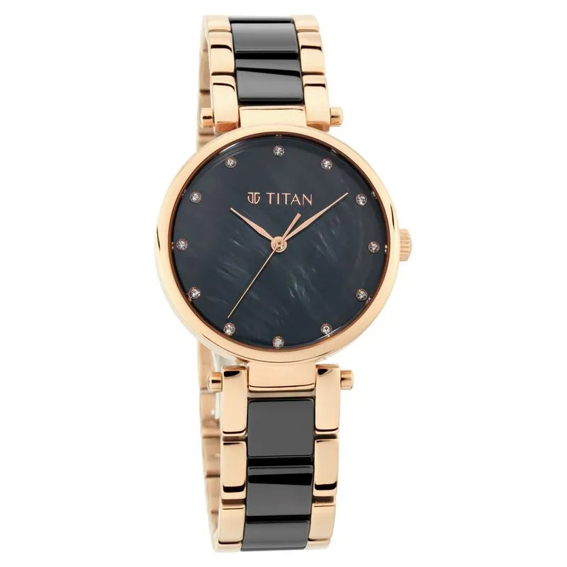 Titan Quartz nu95061wd03 Black Dial Women&