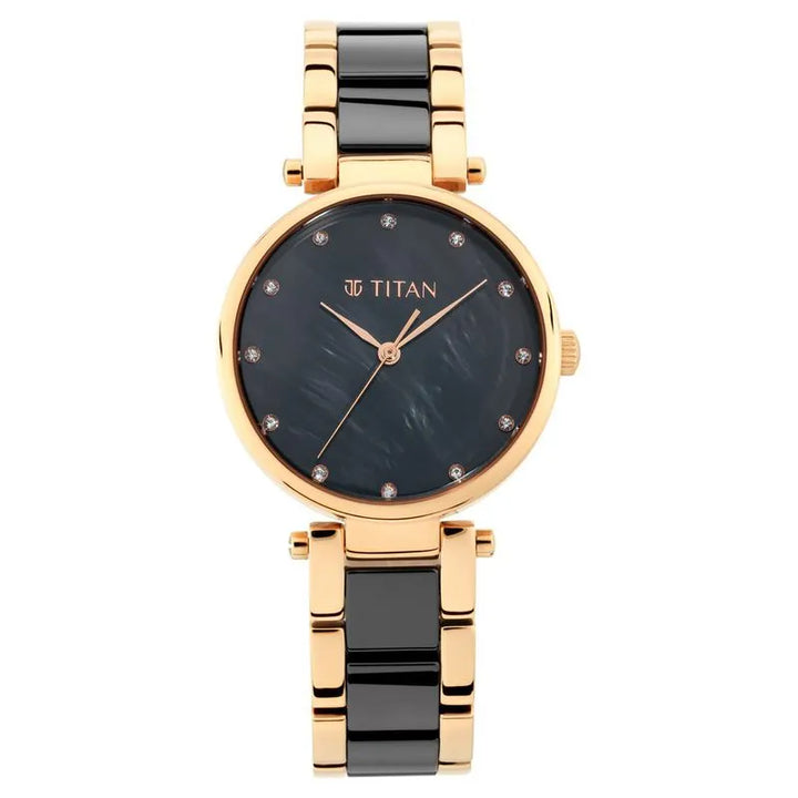 Titan Quartz nu95061wd03 Black Dial Women&