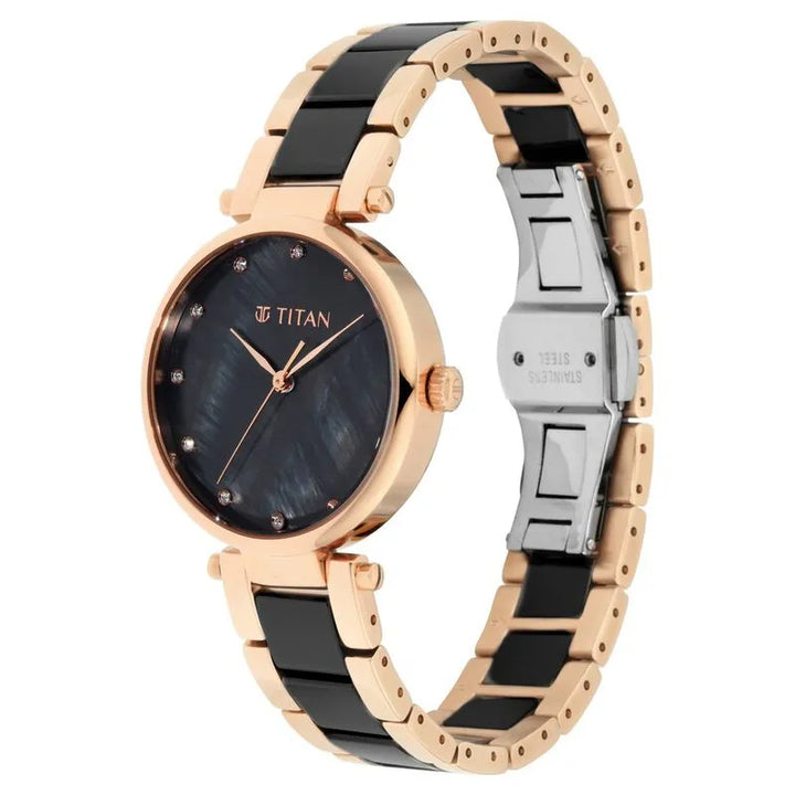 Titan Quartz nu95061wd03 Black Dial Women&