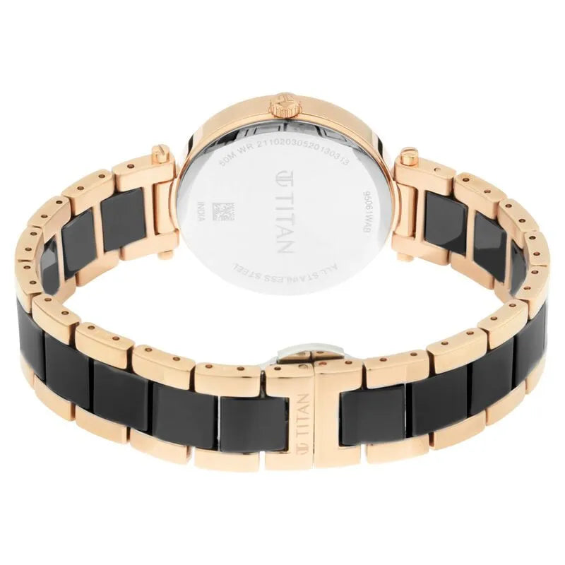 Titan Quartz nu95061wd03 Black Dial Women&