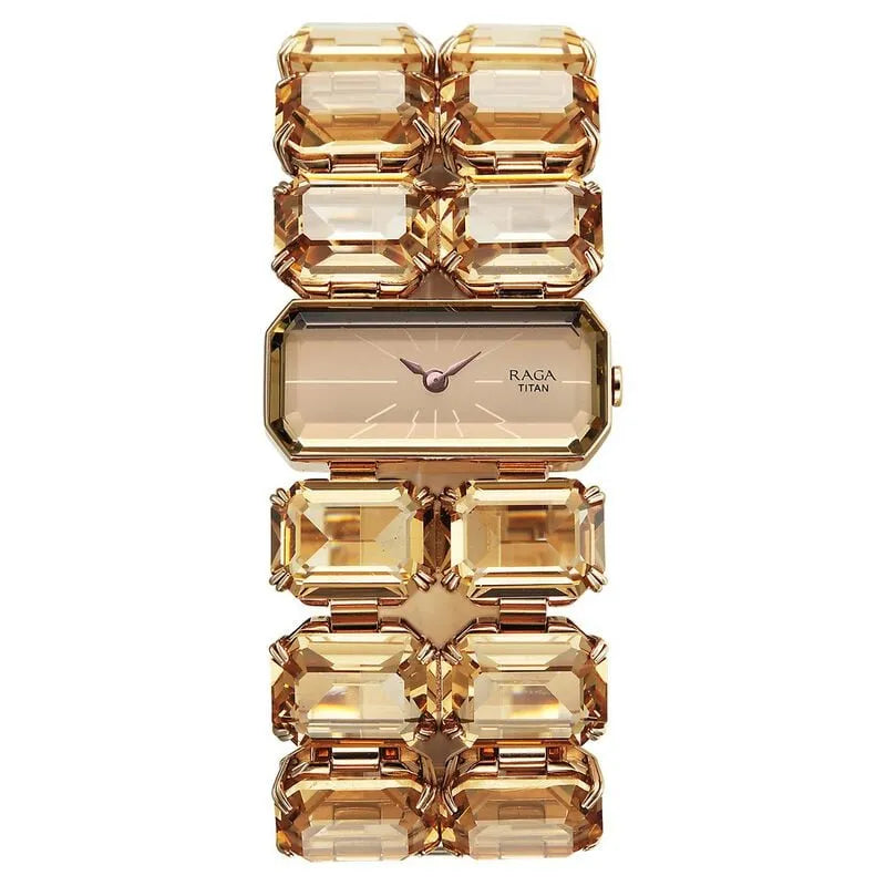 Titan Raga Cocktails Quartz Analog Brown Dial Metal Strap Women&
