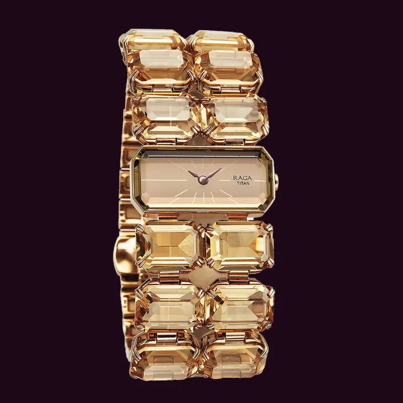 Titan Raga Cocktails Quartz Analog Brown Dial Metal Strap Women&
