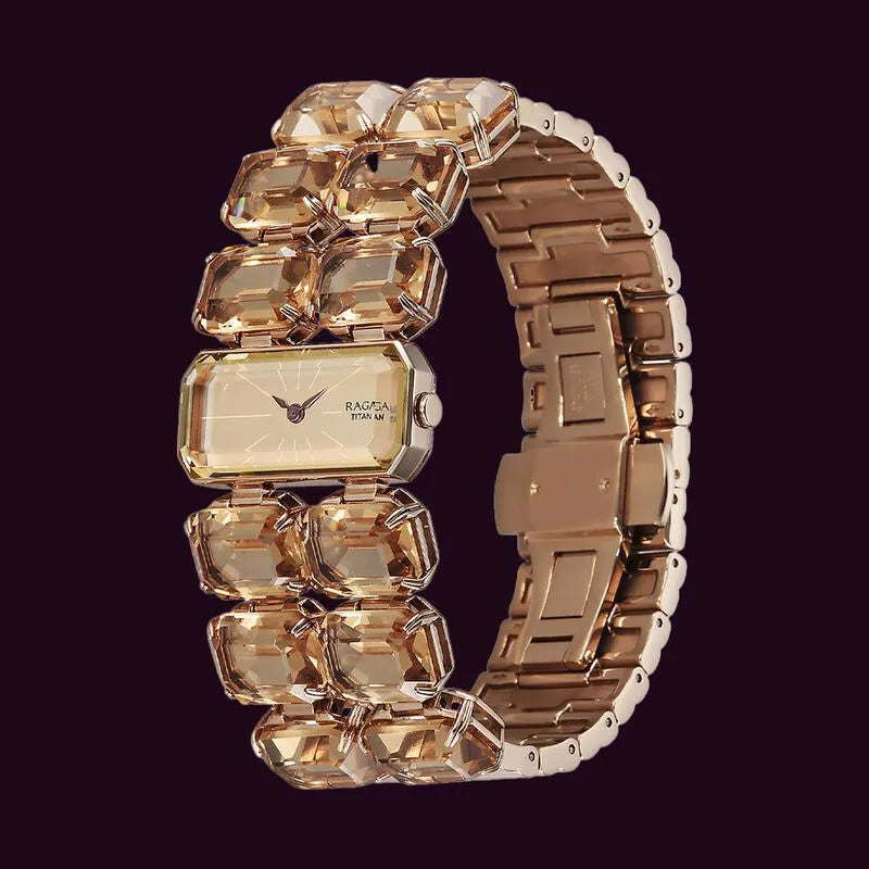 Titan Raga Cocktails Quartz Analog Brown Dial Metal Strap Women&