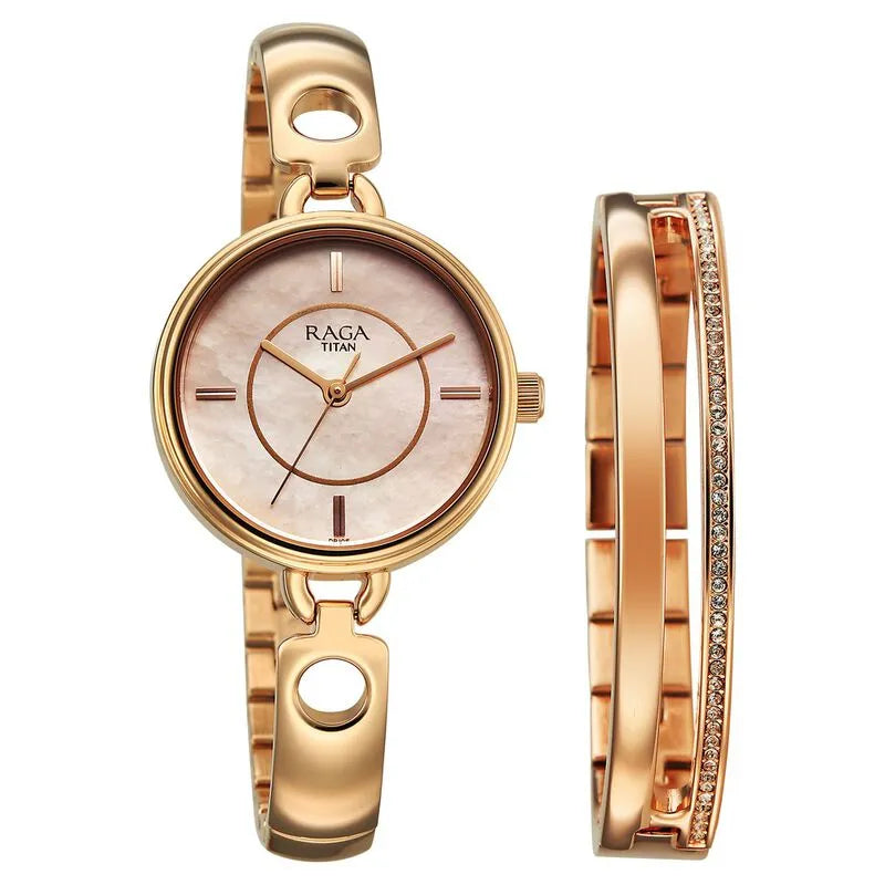 Titan Raga Contempore Rose Gold Mother Of Pearl Dial Women&