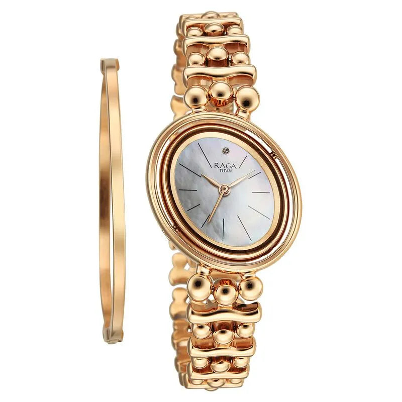 Titan Raga Glimmers NU95202WM01F Mother of Pearl Dial Women&
