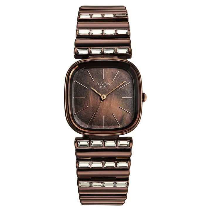 Titan Raga Glimmers NU95339QM01F Brown Mother Of Pearl Dial Women&