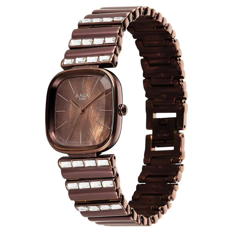 Titan Raga Glimmers NU95339QM01F Brown Mother Of Pearl Dial Women&
