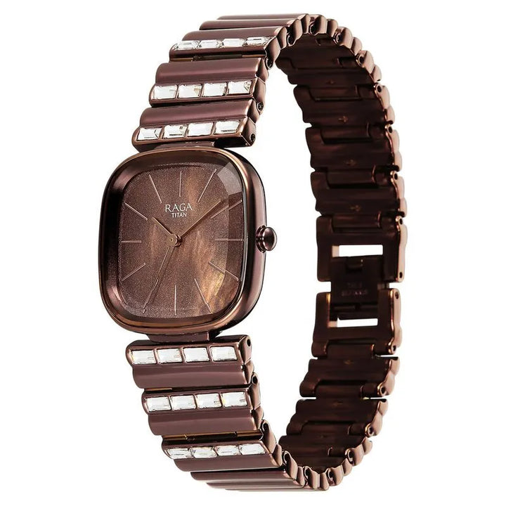 Titan Raga Glimmers NU95339QM01F Brown Mother Of Pearl Dial Women&
