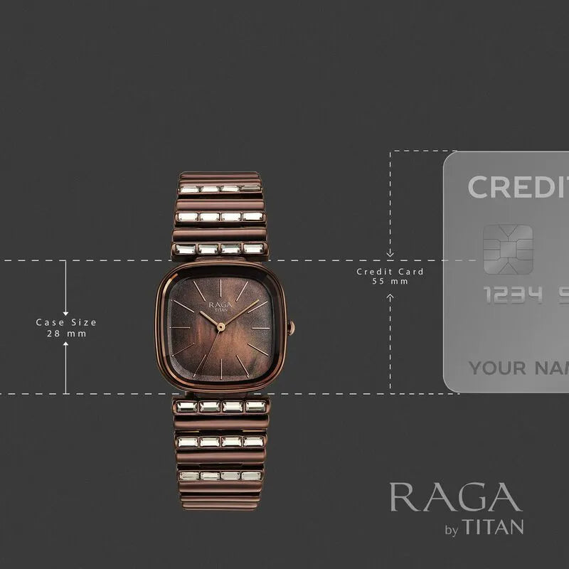 Titan Raga Glimmers NU95339QM01F Brown Mother Of Pearl Dial Women&