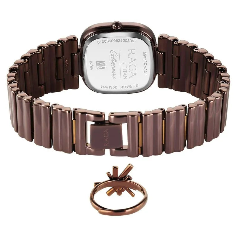 Titan Raga Glimmers NU95339QM01F Brown Mother Of Pearl Dial Women&