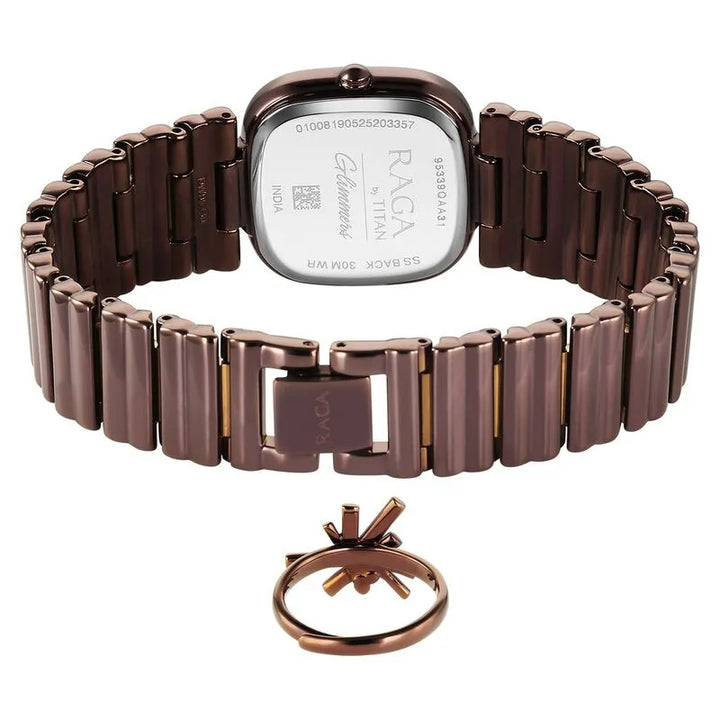 Titan Raga Glimmers NU95339QM01F Brown Mother Of Pearl Dial Women&