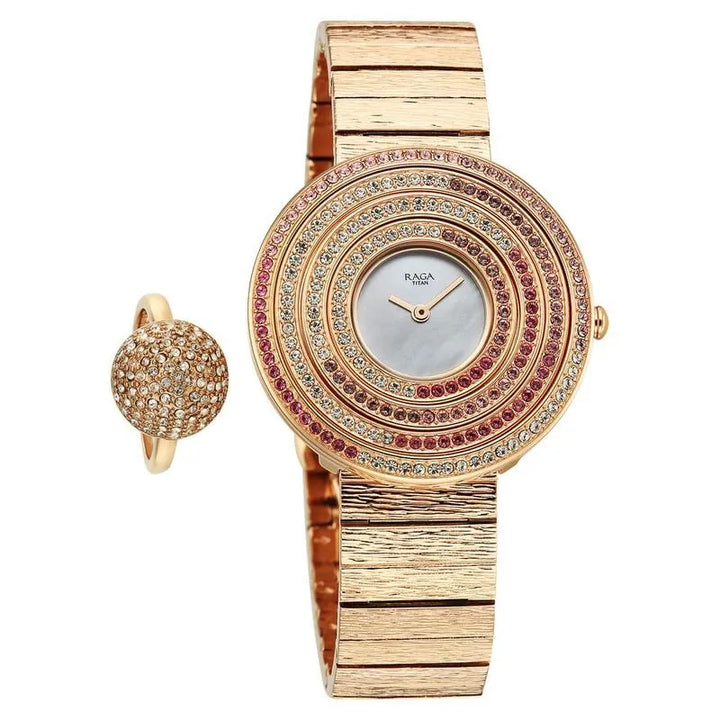 Titan Raga Glimmers nu95344wm01f Mother of Pearl Dial Women&
