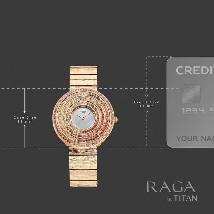 Titan Raga Glimmers nu95344wm01f Mother of Pearl Dial Women&