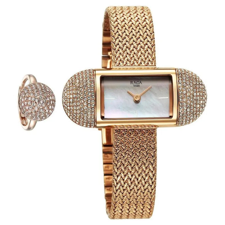 Titan Raga Memoirs 95259WM01F Mother Of Pearl Dial Women&