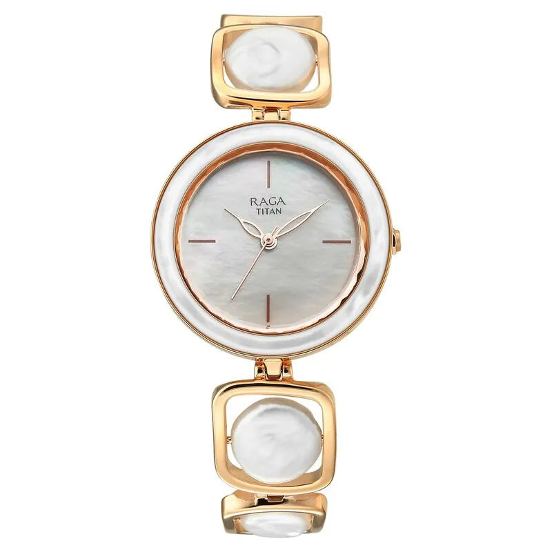 Titan Raga Power Pearls 95250wm02f Mother of Pearl Dial Women&