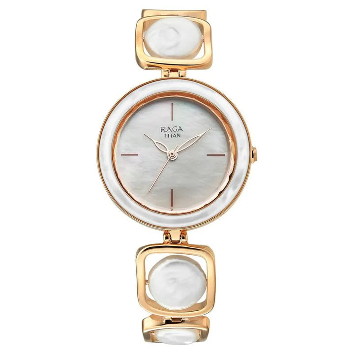 Titan Raga Power Pearls 95250wm02f Mother of Pearl Dial Women&